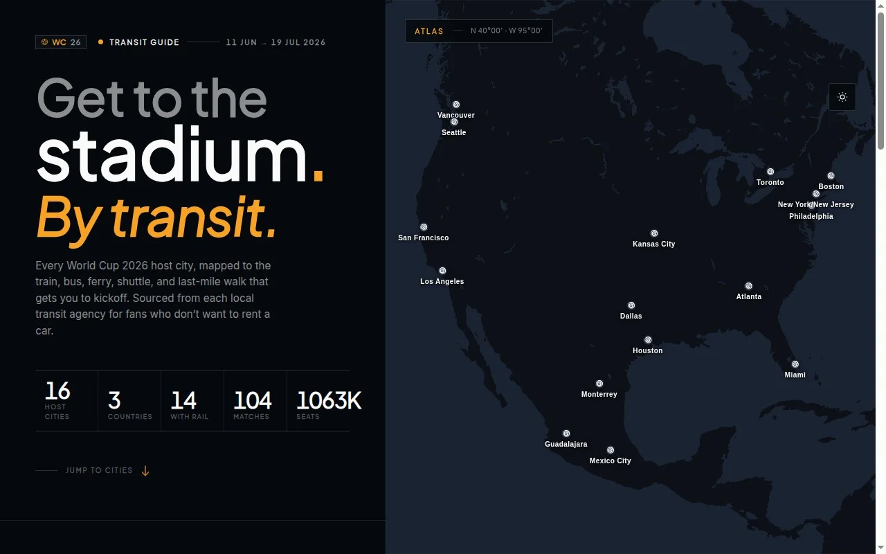 WC26 Transit Guide — World Cup 2026 transit reference